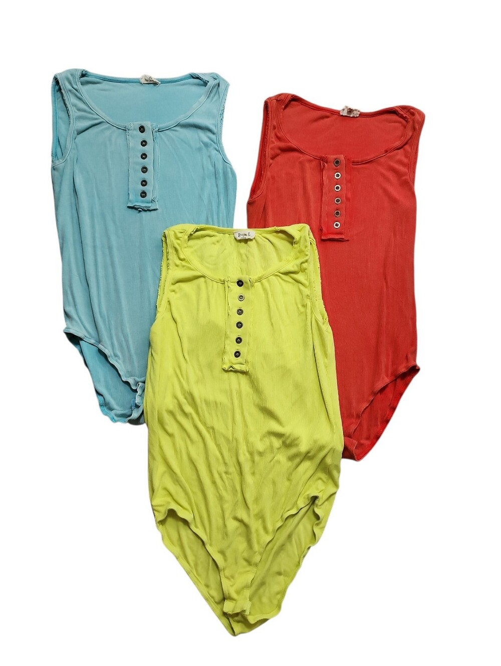 Pol Tank Sleeveless Button Front Ribbed‎ Bodysuit Bundle Size Large